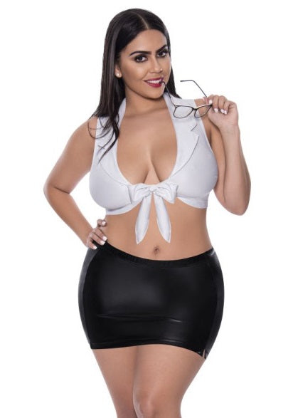 Magic Silk Exposed Lingerie Sexy CEO Costume Black White Size S/M or L/XL or Q