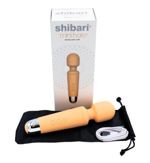 Shibari Mini Halo Wireless 20X Massage Wand Vibrator Peach