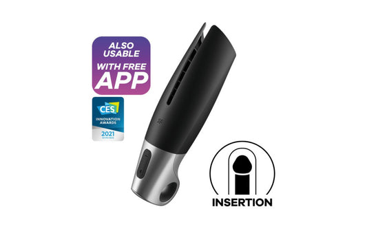 Satisfyer Power Masturbator Black Silver with App Control