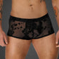 Noir Flock Embroidery Short-Shorts Size S, M, L or XL