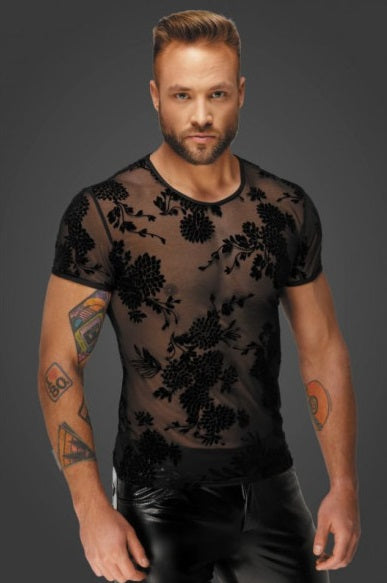 Noir Flock Embroidery T-Shirt Size S, M, L or XL