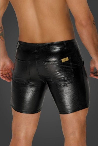 Noir Snake Wetlook Mid Length Shorts with Back Pockets Size S, M, L or XL