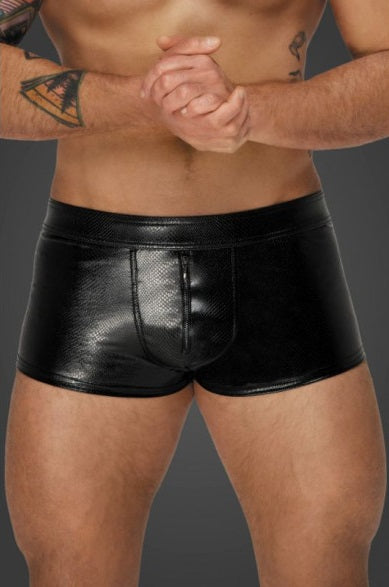 Noir Snake Wetlook Short Shorts with Zipper Size S, M, L or XL