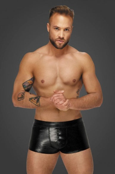 Noir Snake Wetlook Short Shorts with Zipper Size S, M, L or XL