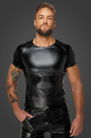 Noir Wetlook T-Shirt with Snake Wetlook Sleeves Size S, M, L or XL