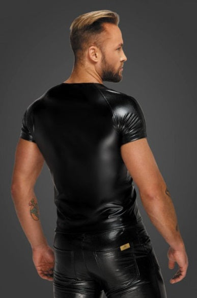 Noir Wetlook T-Shirt with Snake Wetlook Sleeves Size S, M, L or XL