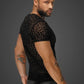 Noir Leopard Flock V-Neck T-Shirt Size S, M, L or XL