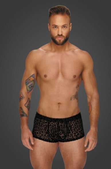 Noir Leopard Flock Short Shorts Size S, M, L or XL