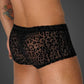 Noir Leopard Flock Short Shorts Size S, M, L or XL