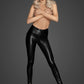 Noir Snake Wetlook Leggings with Zipper Size S, M, L or XL