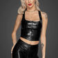 Noir Snake Wetlook Top with Zipper Size S, M, L or XL