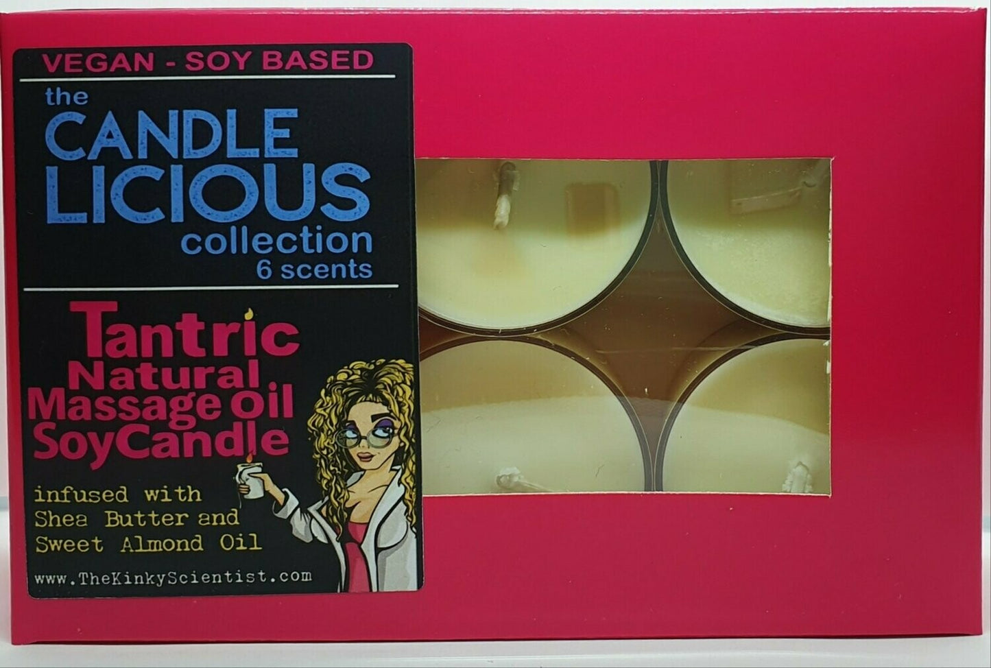 The Kinky Scientist | The Candle Licous Collection Tantric Natural Massage Oil Soy Candle Spa - 6 Pack