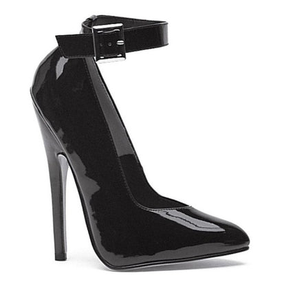 Ellies Shoes | Fetish Pump w Ankle Strap Black 6" - Size 7, 8, 9