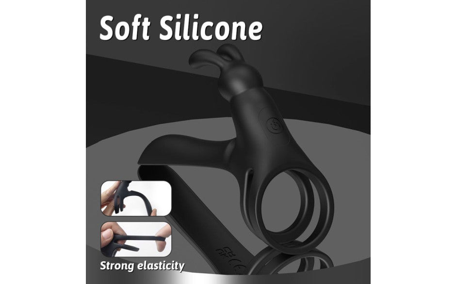 S-Hande | Tusky Remote Control Vibrating Penis Shaft and Rabbit Ear Clit Enhancer