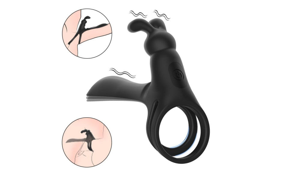 S-Hande | Tusky Remote Control Vibrating Penis Shaft and Rabbit Ear Clit Enhancer