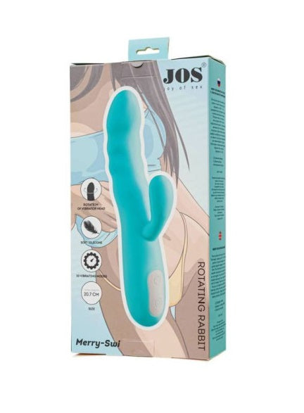 JOS Merry Swirl Rotating Shaft Rabbit Vibrator Blue