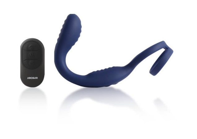 Arosum VibraDuo Vibrating Anal Probe and Perineum Stim with Cockring