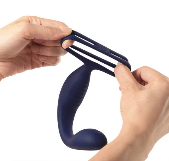 Arosum VibraDuo Vibrating Anal Probe and Perineum Stim with Cockring