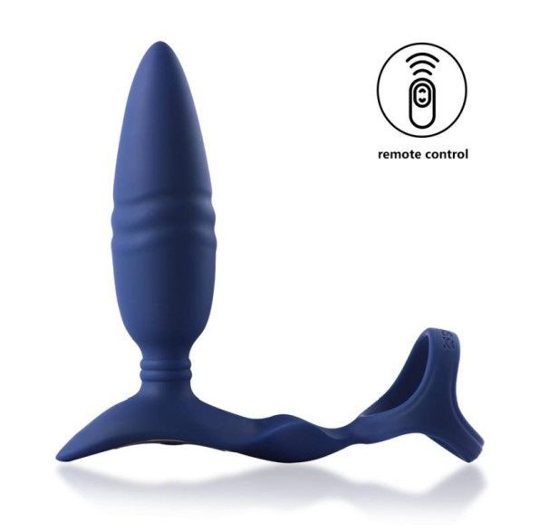 Arosum Ring'n'Rear Dual Thrusting Anal Probe with Cockring and Remote