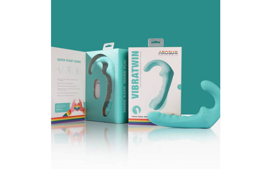 Arosum VibraTwin Rechargeable Come Hither Strapless Strap On with Remote