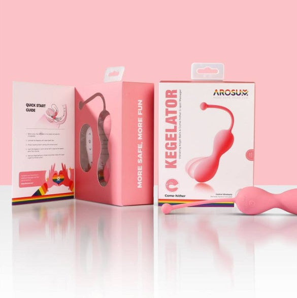 Arosum Kegelator Duo Vaginal Kegel Balls Come Hither Stimulator with Remote