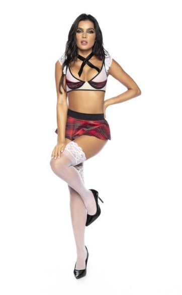 Mapale Lingerie 4 Pc Sexy Schoolgirl Costume Size S/M or M/L