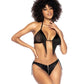 Mapale Lingerie Fringe Halter 2 Pc Set Black S/M or L/XL