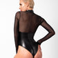 Noir Edge Wetlook and Mesh Body w Rings Black Size S, M, L, XL