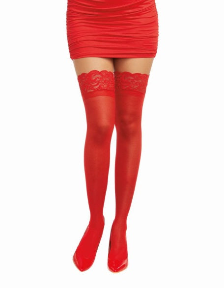 Dreamgirl Lace Top Thigh High Stockings Red Size OS