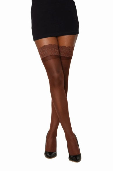 Dreamgirl Lace Top Thigh High Stockings Espresso Size OS