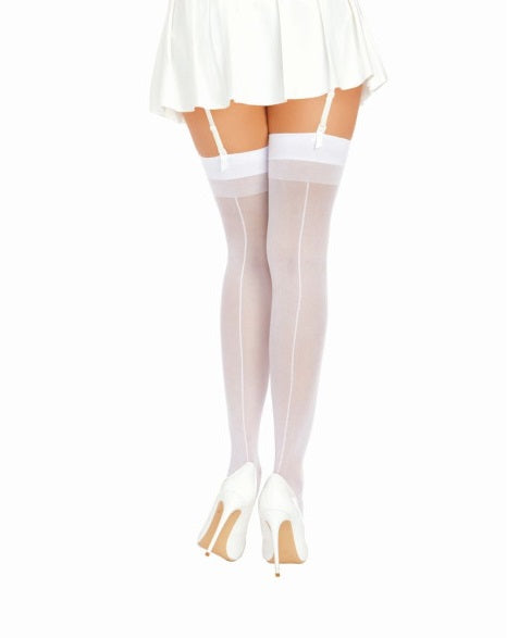 Dreamgirl Back Seam Sheer Thigh High Stockings White Size OS