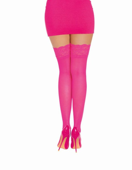 Dreamgirl Lingerie Thigh High Silicone Stockings Neon Pink Size OS