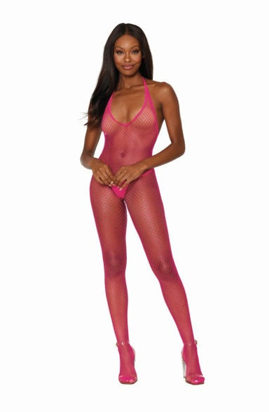 Dreamgirl Diamond Net Bodystocking Neon Pink Size OS