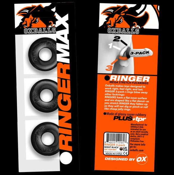 OxBalls RINGER 3-pack of DO-NUT-1 cockrings BLACK