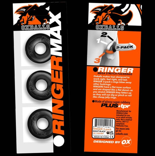 OxBalls RINGER 3-pack of DO-NUT-1 cockrings BLACK