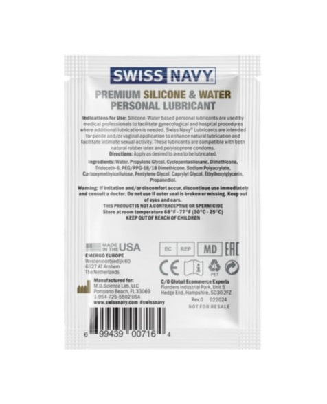 Swiss Navy Hybrid Lubricant 5ml Sachets (100 Pack)