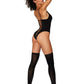 Dreamgirl Lingerie Opaque Seamless Criss-Cross Teddy w Matching Stockings Set Black Size OS