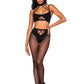 Dreamgirl Lingerie Bralette & Pantyhose Bodystocking Set with Snap Neck Closure Size OS