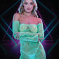 Lapdance Glow In The Dark Sheer Off Shoulder Sleeve Mini Dress Size OS