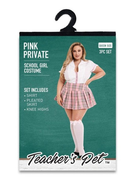 Teachers Pet 3 Pc Pink Private School Girl Costume Size Q