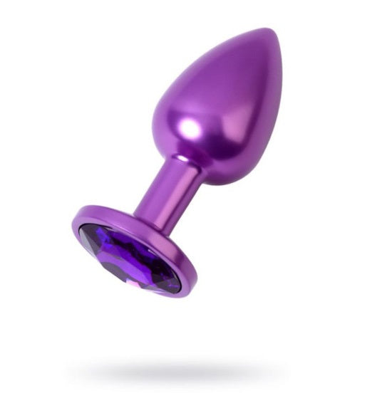 Metal | Purple Metal Anal Plug w Purple Crystal Small