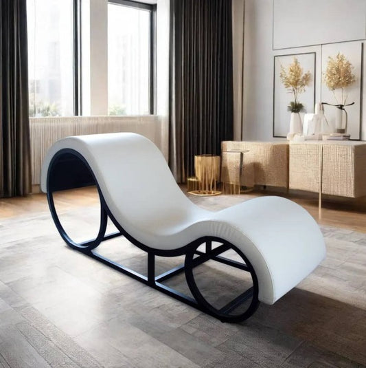 Daytona | Kama Sutra Mebon Chaise Love Lounge White with Metal Frame