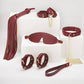 Roomfun 8 Pc Deluxe Bondage Play Kit Burgundy Gold