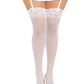 Dreamgirl Plus Size Lace Top Sheer Thigh High White Size OSQ