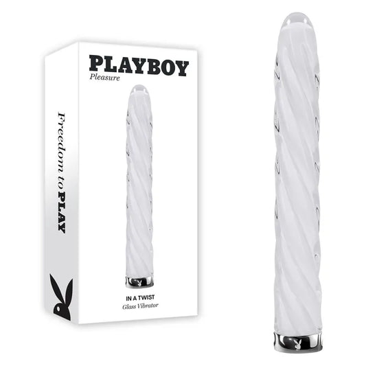 Playboy Pleasure IN A TWIST - White Glass 17.5cm USB Rechargeable Vibrator