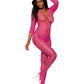 Dreamgirl Fishnet Open Crotch Bodystocking Neon Pink Size OS