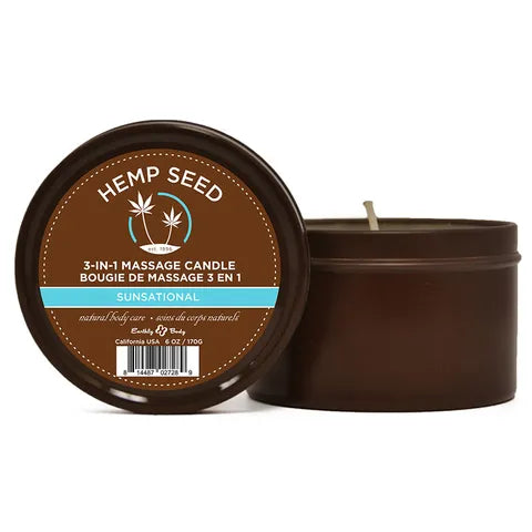 Earthly Body Hemp Seed 3-In-1 Massage Candle - Sunsational (Italian Bergamot, Juniper Berries & White Wood)- 170g