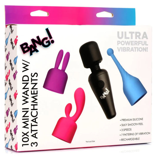 XR Brands | Bang! Bang10X Mini Wand w/ 3 Attachments