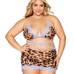 Dreamgirl Leopard Printed Mesh with Contrast Scalloped Lace Bralette, Garter Skirt, and G-string Set Size OSQ