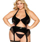 Dreamgirl Plus Size Western-Themed Faux-Leather Bralette and Garter Belt Bedroom Costume Set with Fringe Details Ride 'Em Cowgirl Size OSX